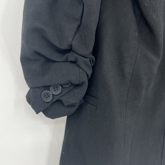 Helmut Lang Black Single Button  3/4 Ruched Sleeve Blazer Size 2 Office Career - Picture 5 of 7